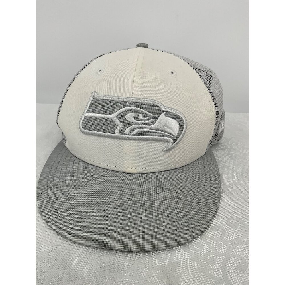 Seattle Seahawks New Era 59FIFTY Trucker Cap 7 1/2 Gray & White Mesh Hat‎